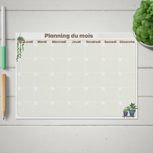 Planning Mensuel - VERSION PAPIER