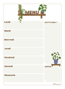 Planning Menu de la semaine magnétique