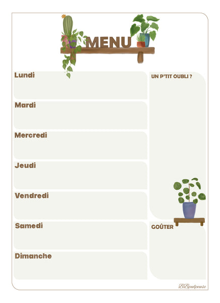 BBPlanningHebdo - Planning Hebdomadaire - VERSION MAGNÉTIQUE