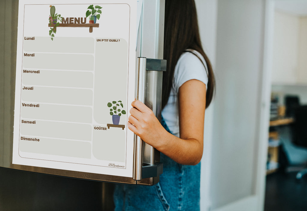 Tableau blanc magnétique pour réfrigérateur, menu hebdomadaire